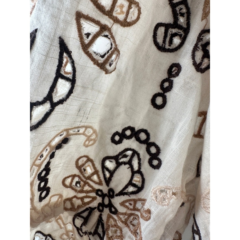 NWT By Anthropologie Embroidered Eyelet Blouse Cotton Size Medium Milkmaid Boho - Picture 15 of 16